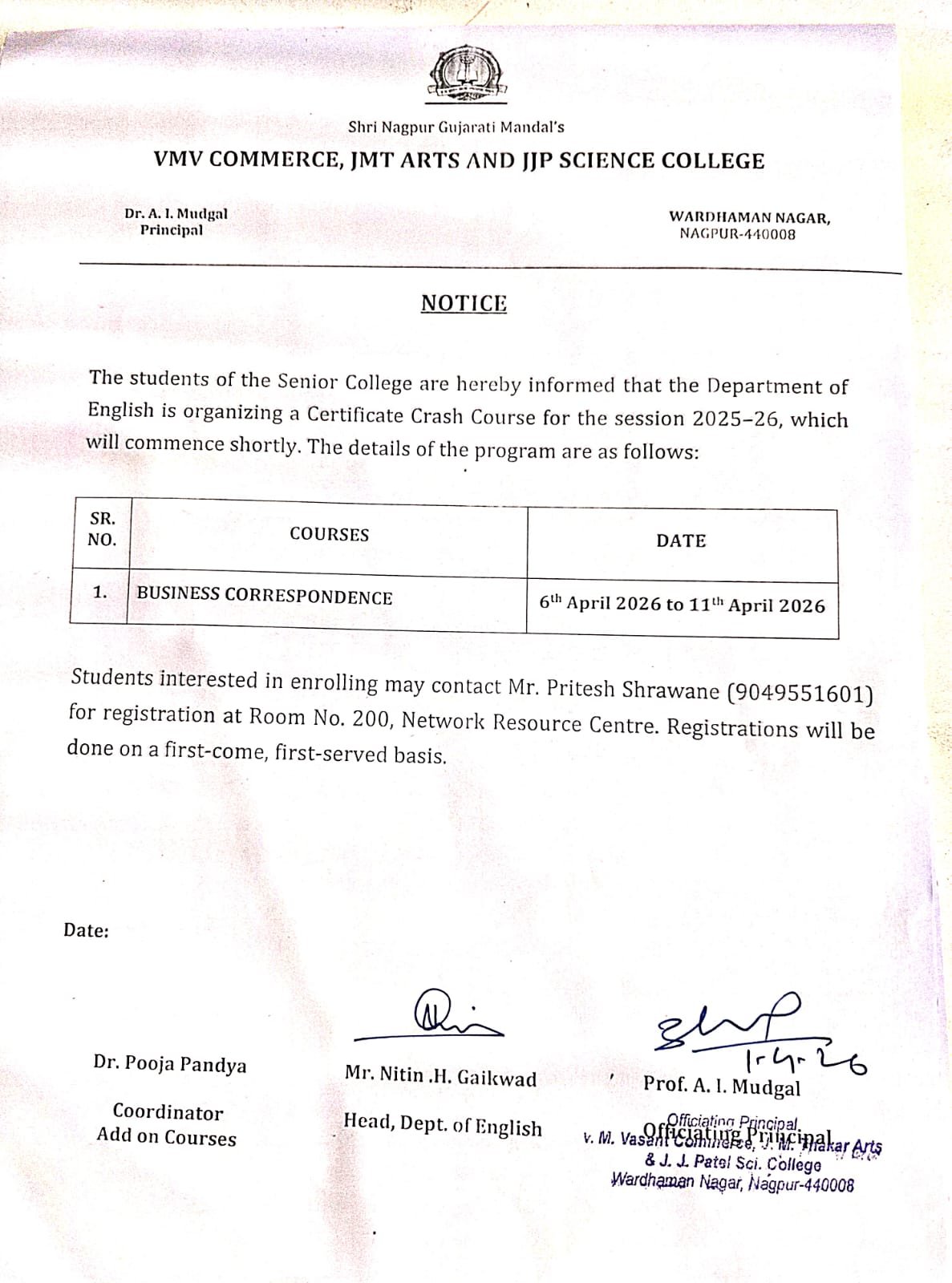 1.4.26 Dept. of English Crash Course on Business Correspondence